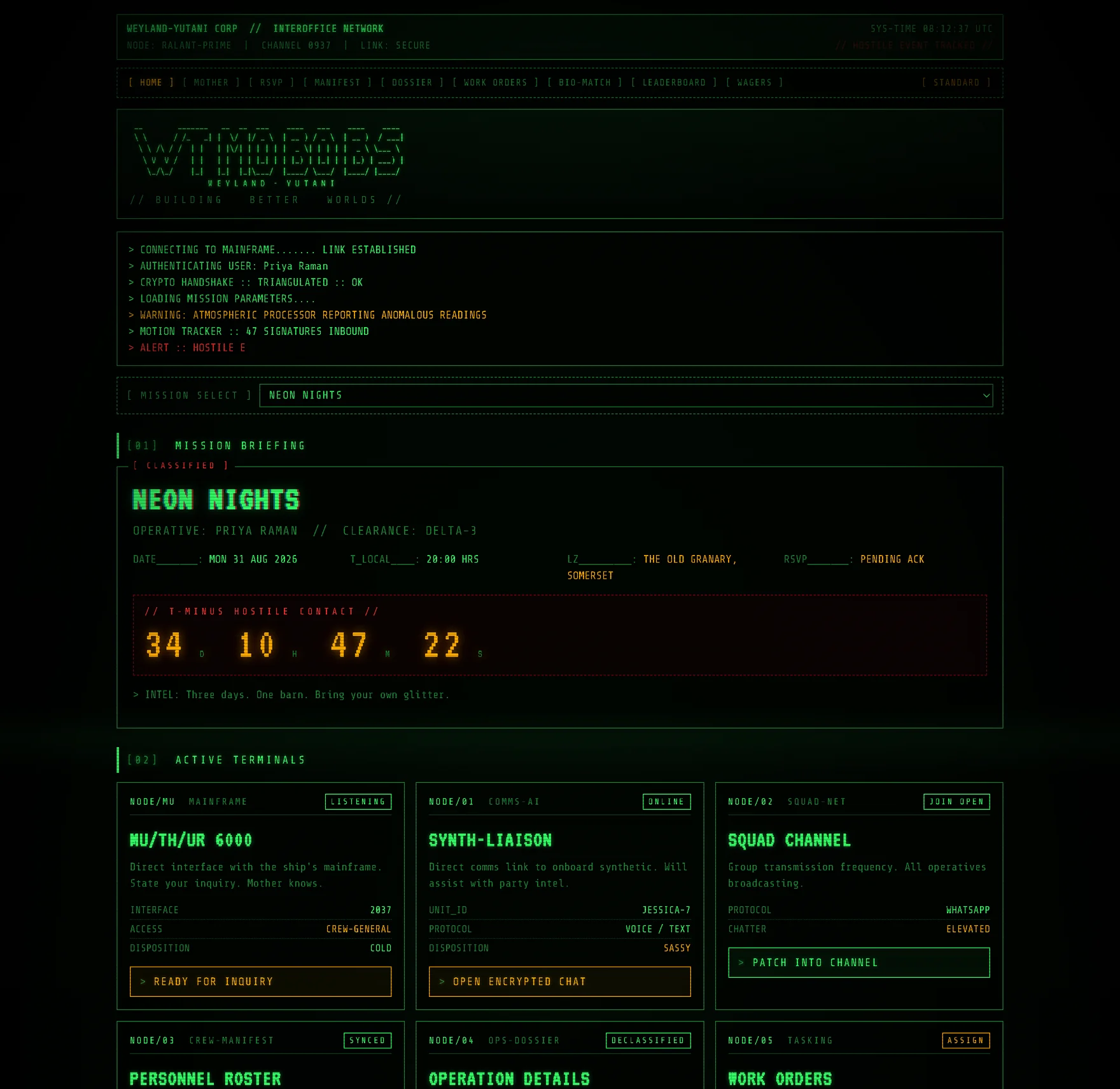 MU/TH/UR 6000 green phosphor terminal theme